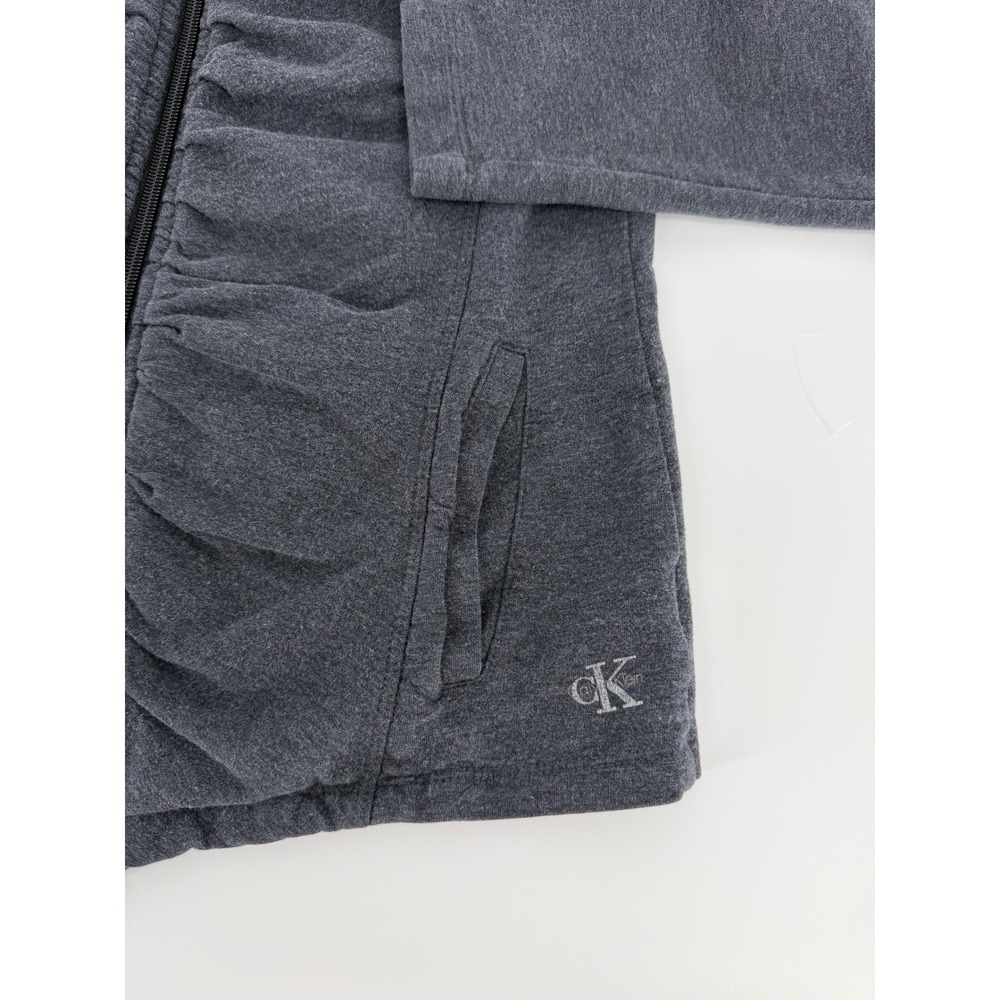 Calvin Klein Performance Ruched Full Zip Jacket Charcoal Grey Thumbholes Small - Picture 4 of 10